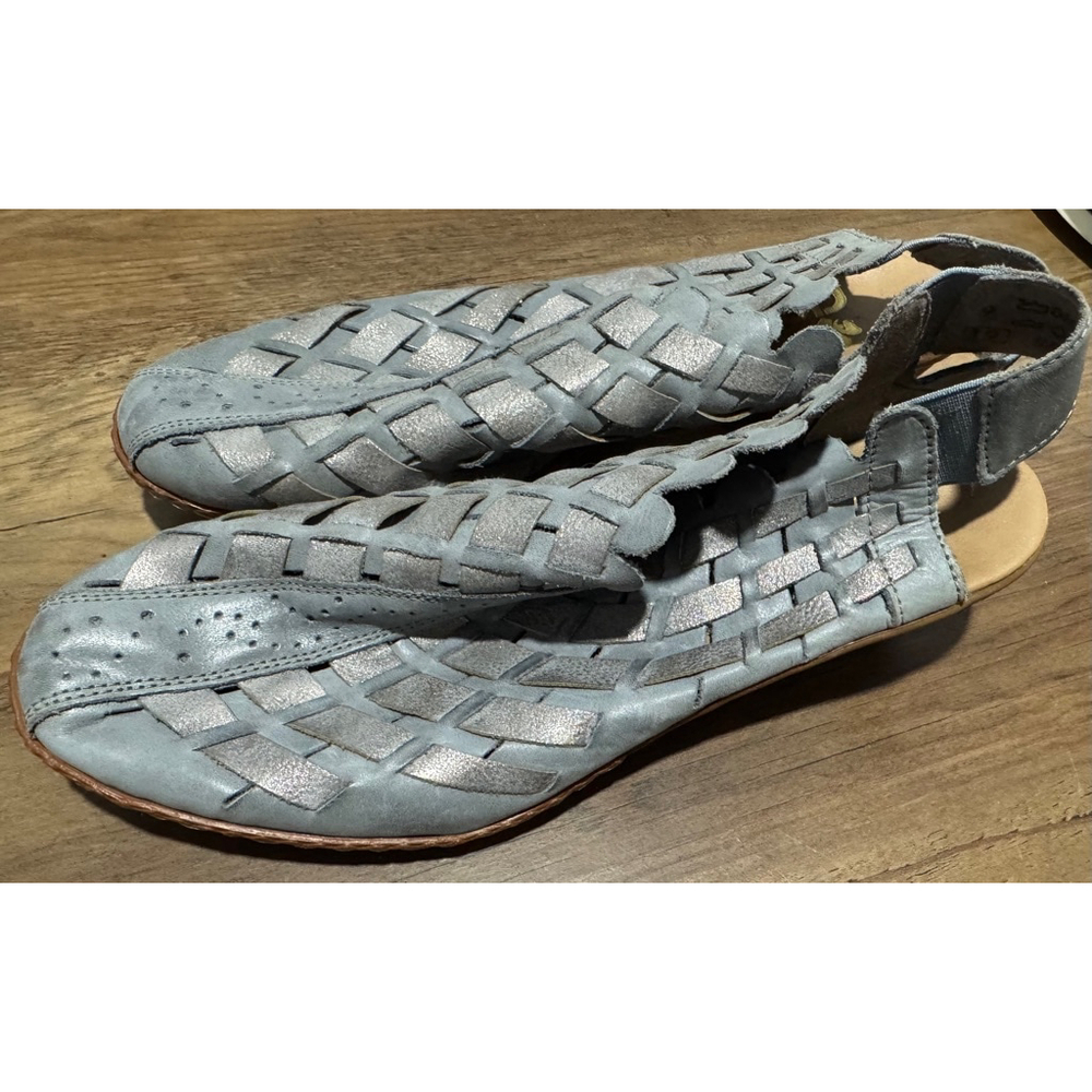 NEW Rieker slingback Leather blue gray fisherman chunky sandal street party 9